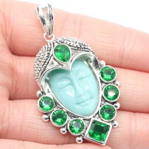 27x17mm Highly Recommend For Women Created Green Peridot Bride Wedding Silver Color Pendant