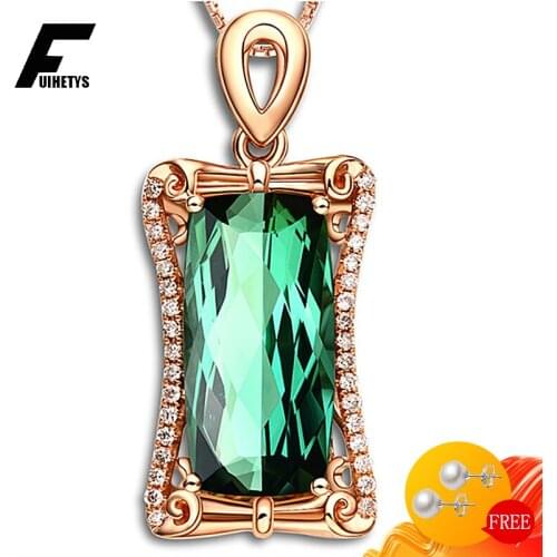 Classic Women Necklace 925 Silver Jewelry Rectangle Emerald Zircon Gemstone Pendant for Wedding Engagement Party Accessories