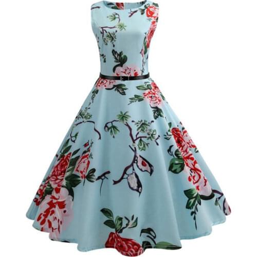 Summer Women Dresses Casual Floral Retro Vintage 50s 60s Robe Rockabilly Swing Pinup Vestidos Sexy Party Dress Plus Size