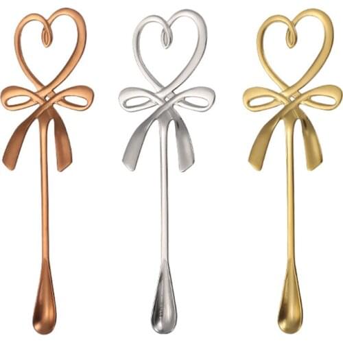Tea Coffee Mixing Spoon Mini Heart LOVE Spoon Long Handle Flatware Coffee Drinking Tools Kitchen Gadget Valentines Day Gift