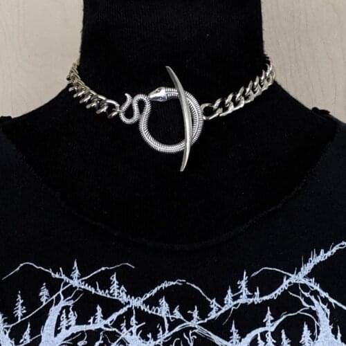 Moon & Snake Choker Necklace Pendant Jewelry,Witchy Gothic,CRESCENT GOTH PAGAN GOTHIC WITCHY WICCA