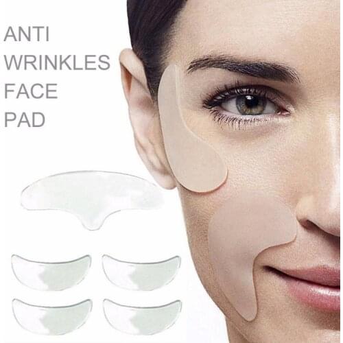 5Pcs Reusable Silicone Wrinkle Face Tapes Face Forehead Neck Eye Sticker Pad Remove Anti Aging Patch Face Lift Mask Skin Care