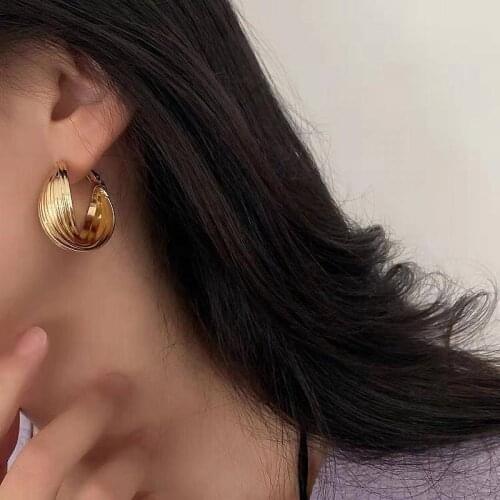 Fashion Personality INS Net Red Female Earrings Three Colors Metal Twist Shape Hip Hop Retro Earrings 2021 Trend Party Gift