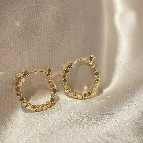 Fashion Temperament Square Metal Hoop Earrings Vintage Gold Color Geometric Earrings for Women Romantic Jewelry Party Gifts