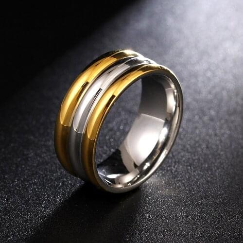 Punk Rock Style Gold silver Ring Mens Fashion Chunky Finger Bling Hip Hop Ring Size 7/8/9/10/11/12 Retro Titanium Steel Rings