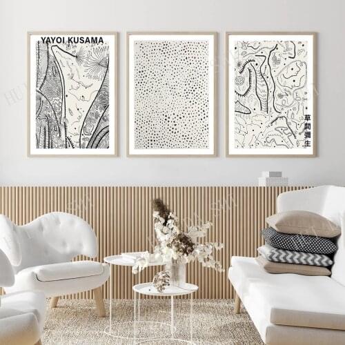 Set of 3 Yayoi Kusama Poster, Yayoi Kusama Infinity Nets Art Print, Modern Art, Japanese Art, Abstract Art, Doodle Art