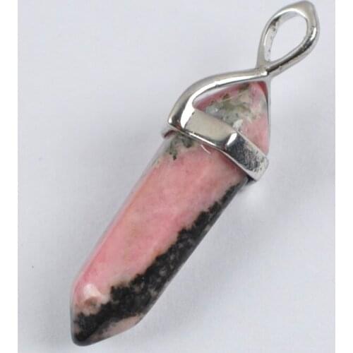 Natural Rhodonite Bead Lucky Point GEM Pendant Jewelry S1165