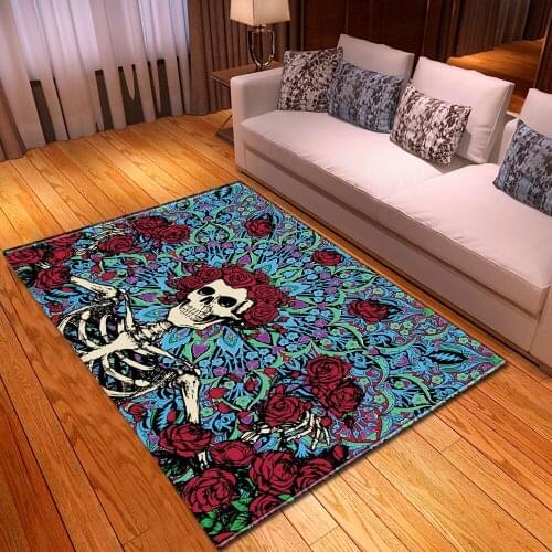 New Halloween Party Area Rugs Coffee Table Mats Creative 3D Rose Skulls Pattern Carpets Carpet Room Living For Home Large Decor