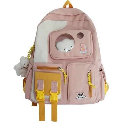 New nylon backpack with large capacity for junior high school girls backpacks Japanese INS school backpacks for college students