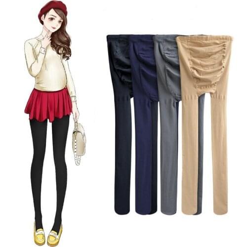 Clothes For Pregnant Spring Autumn Velvet Adjust Leggings Maternity Care Belly Solid Color High Waist Pants Pregnancy Stockings