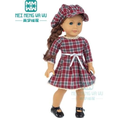 Clothes for doll fits 18inch American doll accessories fashion plaid skirt, windbreaker, jeans, T-shirt