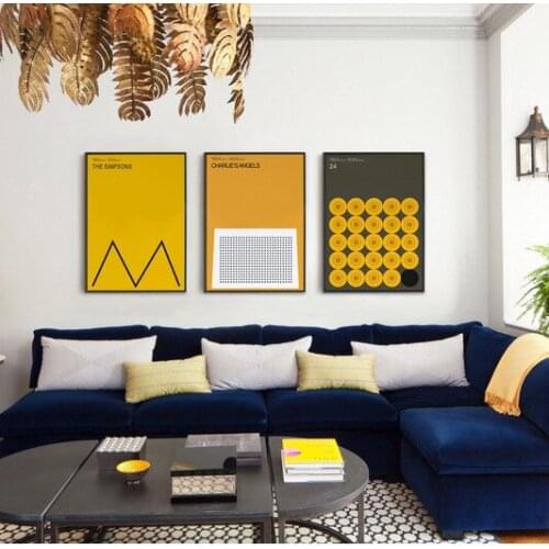 Original letter Yellow Abstract geometry the simpson modern decorative Picture Canvas Wall Art Poster for room hotel office deco