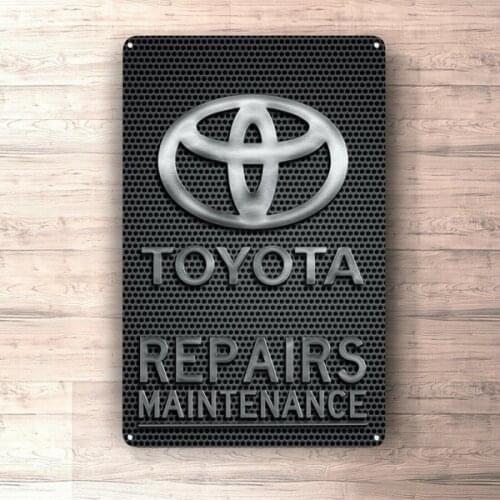 Flat Metal Poster Tin Sign (Not 3D) - Toyota Repairs Maintenance Sign Metalsign for Garage, Man Cave