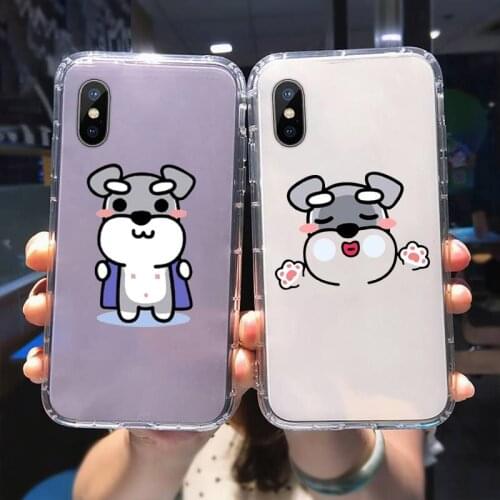 Cartoon Schnauzer Dog Phone Case Transparent Soft for Iphone Se2020 6 7 8 11 12 Plus Mini X Xs Xr Pro Max Protective Cover Shell