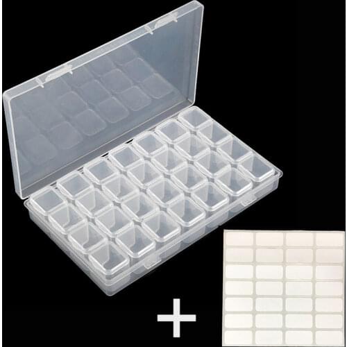 28 Grids Empty Nail Art Decoration Storage Case Box Nail Glitter Rhinestone Crystal Beads Accessories Container Nail Tool Clear