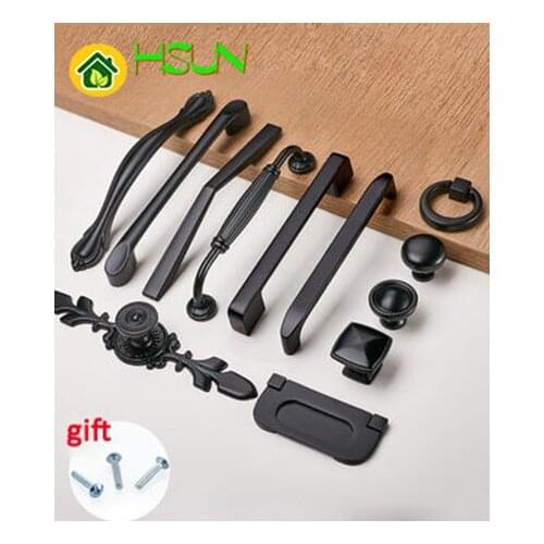 Cabinet drawer handle door American type black chest door handle modern and contracted Europe type cabinet single hole