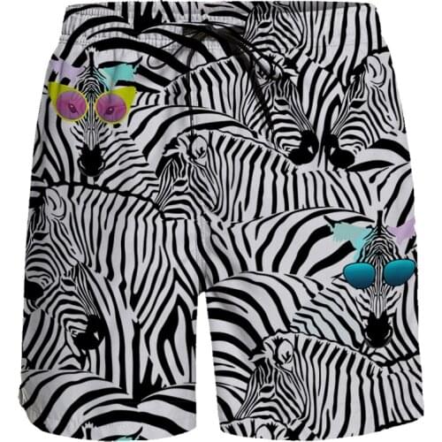 Running Shorts Beast Style Zebra Stripe Pattern Swim Shorts Breathable Surf Motion Pants Quick Dry Beach Pants Casual Shorts