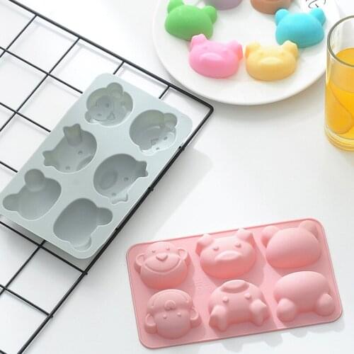 Silicone Molds of Cartoon Animals Pig Monkey Candy Mold DIY Chocolate Cookie Cake Decorating Tools Silicone Bakeware