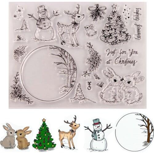 Silicone Clear Stamps CUTTING DIES For Scrapbooking STENSICLS DEER TREE DIY PAPER Album Cards MAKING Transparent RUBBER Stamp