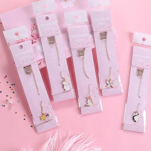 1 Pcs Cute Metal Bookmarks Panda Rocket Bottle Cat Claw Meteor Rabbit Cartoon Bookmark Stationery School Office Supply