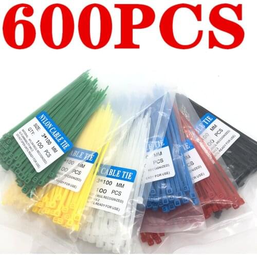 600Pcs Zip Ties 3x100mm Nylon Self-Locking Cable Ties Color Plastic Zip Ties Velcro Cable Ties Cable Organizer Wire Strap