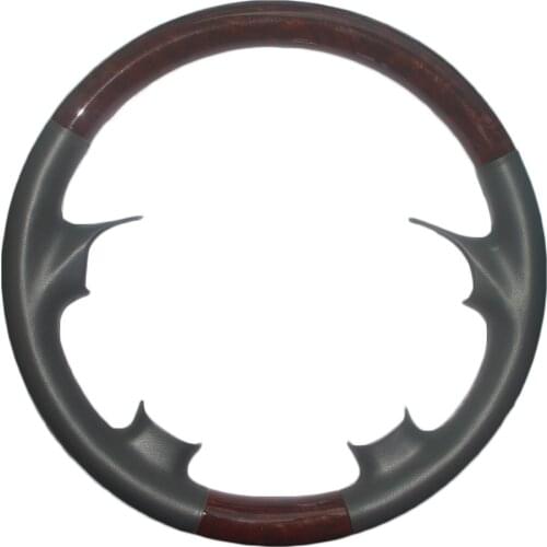 Dark Gray Leather Wood Steering Wheel Protector Cover for Mercedes Benz 1998-2005 W163 ML M 270 ML320 ML350 ML430 ML500 ML55 AMG