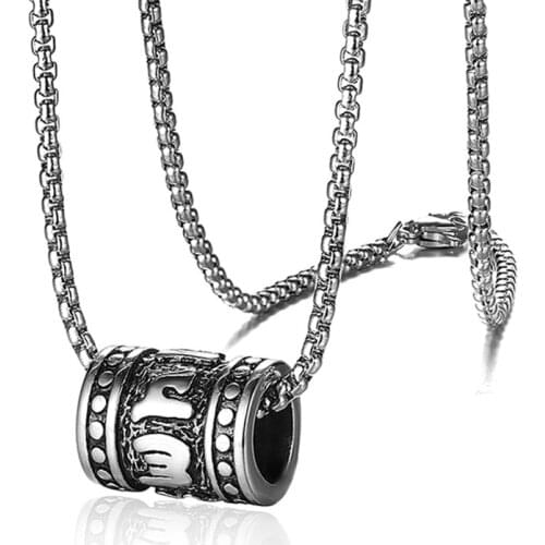 Tibetan Buddhism gold six character MANTRA Pendant Necklace Buddha male and female amulet stainless steel jewelry gifts