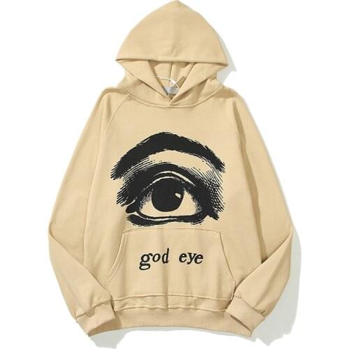 21SS God Eye Letter Print Stranger Things Couple Hooded Hoodies Oversize Hip Hop Retro Harajuku Loose Casual Mens Sweatshirt