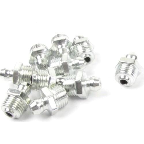X Autohaux Metal 10Mm X 1Mm Male Thread Grease Nipple Component Nozzle Straight 10 Pcs