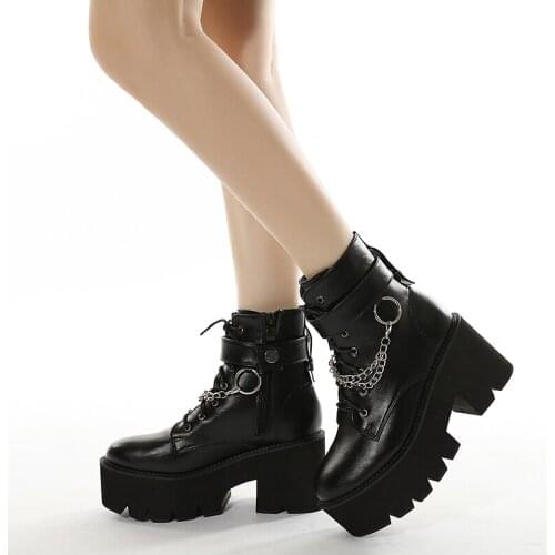 New Fashion Womens Ankle Boots Platform Pumps Shoes in Black Size 40 41 42 qq036