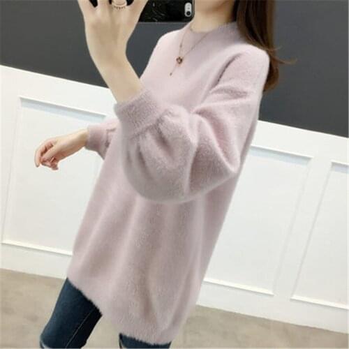Pink Knitted Sweater Long Sleeve Pull Femme Korean Fashion Knit Top Winter Clothes Women Pullover Sueters De Mujer Plus Size New