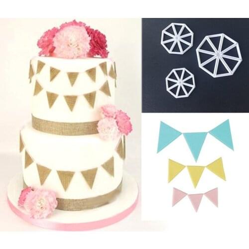 3pcs/set Triangle Flag Shape Cake Cutter Sugarcraft Cookie Mold Fondant Cake Decorating Tools Sugar Chocolate Pastry Mould