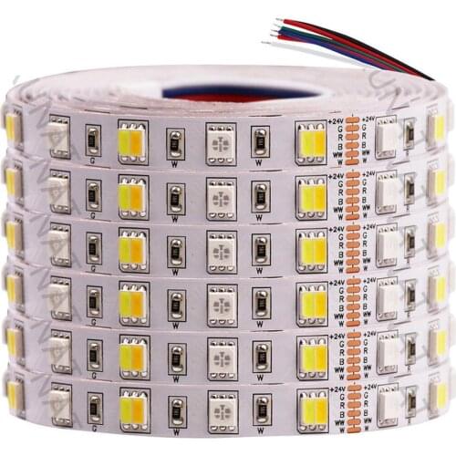 5M RGB+CCT LED Strip Light 12V 24V 5050 2835 RGBW RGBWW Flexible LED Tape 60 90 180Leds/m Waterproof LED Stripe Rope Decoration