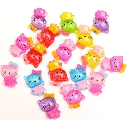 50Pcs Mixed Cats Resin Decoration Crafts Beads Flatback Cabochon Scrapbook Kawaii DIY Embellishments Accessories Buttons