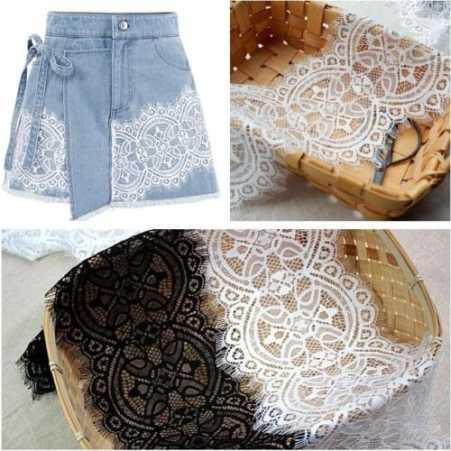 6Meter/lot Black White Handmade diy clothes home accessories retro eyelash lace trim 17cm lace fabric decoration