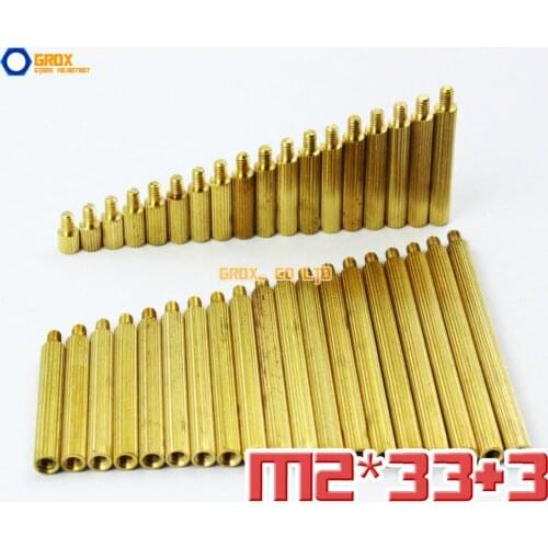 60 Pieces Brass M2 x 33 + 3mm PCB Female to Male Motherboard Standoff Spacer