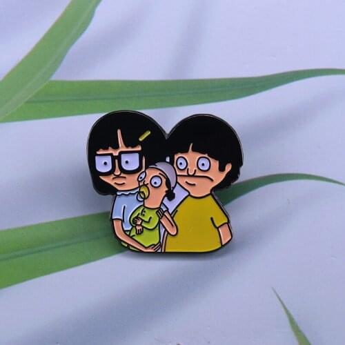 Bobs Kids Enamel Pin Family Portrait brooch Home jewelry