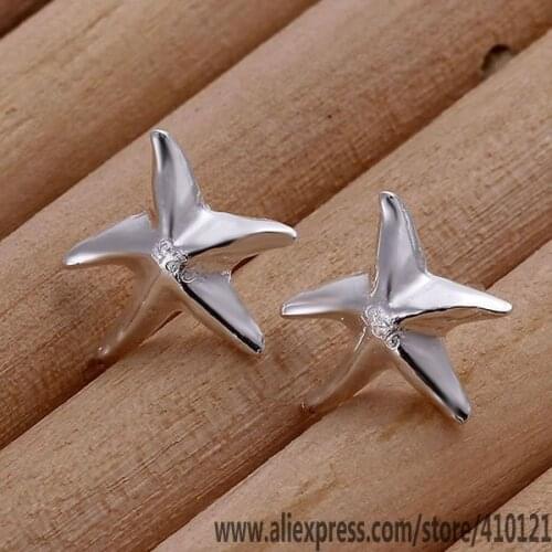 E033 Hot Sale High Quality Silver Color Fine Jewelry,Wholesale Jewelry Elegant Charms Fashion Seastar Earrings /dfsalwza