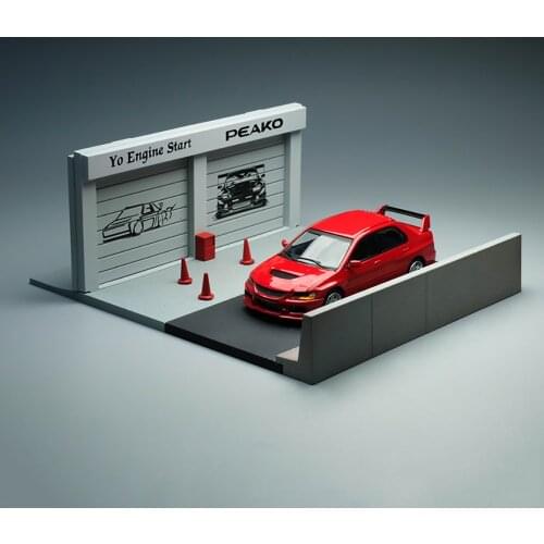 Diecast Alloy Car Model 1:64 Mitsubishi EVO 9th Generation Metal Vehicle Detachable Accessories w Scene Room Obstacle ornaments