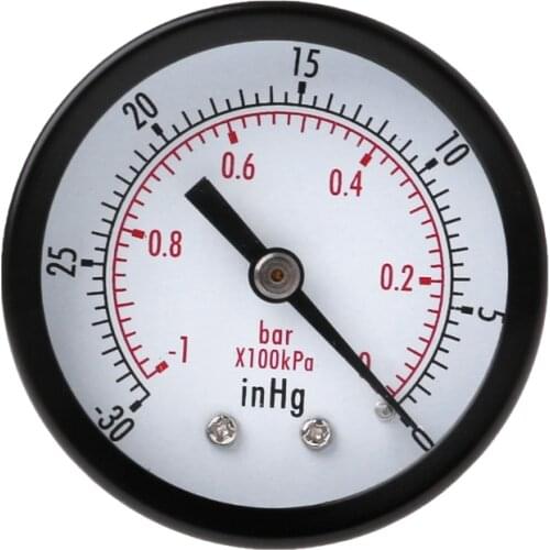 0~-30inHg 0~-1bar Presuure Manometer 50mm Mini Air Vacuum Pressure Gauge Meter Manometer
