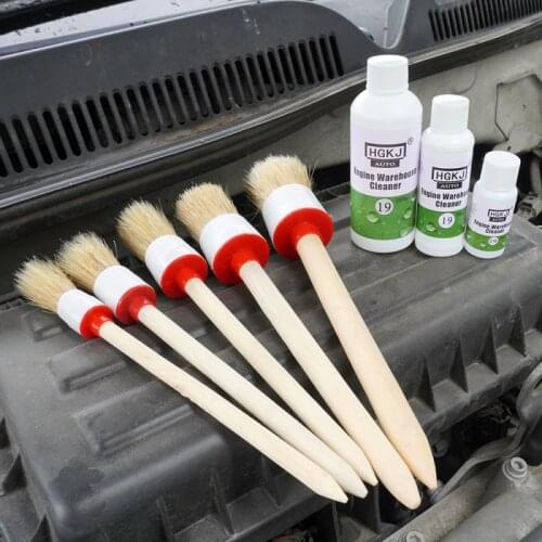 Washable Round Head Wooden Soft Brush Car Side Seam Detail Brush Cleaning Brush For Air Outlet Conditioner Interior Maintenance