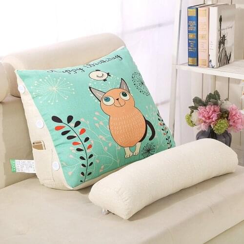 Leaning Backrest Cushion with Removable Headrest Chair Back Pillow Car Seat Home Sofa Lumbar Support for Bed Reading