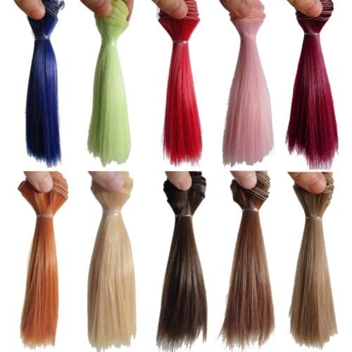 Retail 2PCS/LOT High Quality Black/Brown Synthetic Doll Hair BJD Wig 1/4 Straight Wigs For Dolls