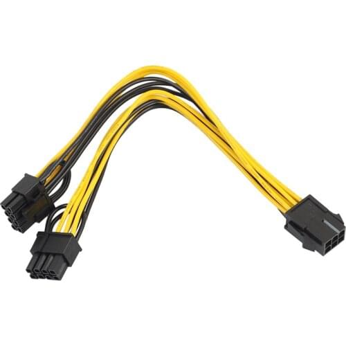 PCI-E 6-pin to 2x 6+2-pin (6-pin/8-pin) Power Splitter Cable PCIE PCI Express Video Card Power Extension Cable 0329#2