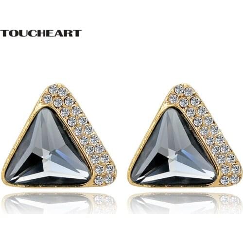 TOUCHEART Charm New Year Trendy Rhinestone Stud Earrings Fashion Jewelry Fine Gold Color Triangle Earrings For Women Ser140325