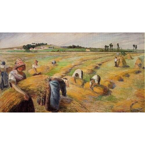 Hand Painted Landscape Canvas Wall Painting The Harvest, 1882 by Camille Pissarro Oil Painting for Christmas Home Deocration