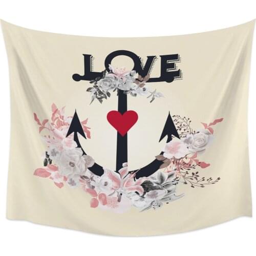 Anchor Love Flower Wall Tapestry Home Wall Decor Tapestry Bedroom Tapestry Wall Hanging Picnic Mat Yoga Mat