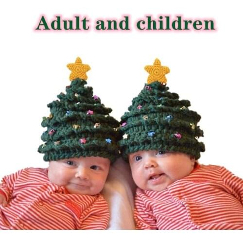 Beanies parent-child hat adult children woolen hat winter holiday Christmas tree star men and women crochet hat Wholesale