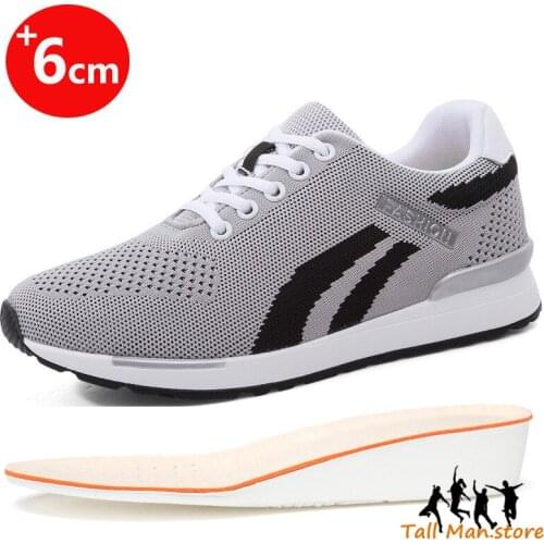 Sports Men Sneakers Elevator Shoes Thick Insole 6cm High Heels Man Height Increase Shoes Leisure Tall Shoes