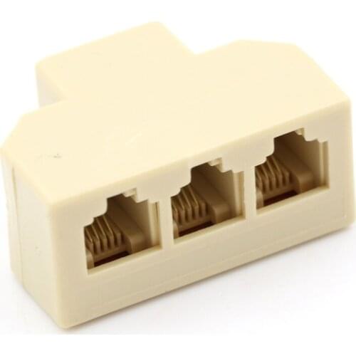 1PCS 6P4C RJ11 Telephone Splitter 3 Way Adapter 1 M To 3 F RJ-11 6P4C Phone Jack Splitter Wholesale